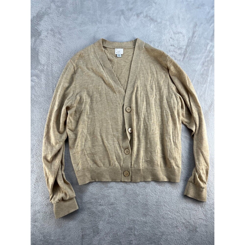 A New Day Cardigan Womens Small Tan Long Sleeve Button Up Sweater